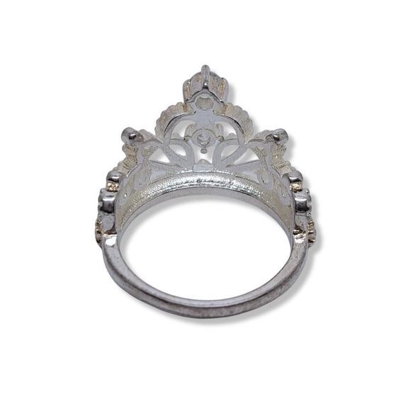 Sterling Silver Plated Round Simulated Diamond Crown Ring Sz8 - Picture 3 of 8